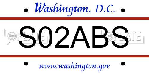 S02ABS District Of Columbia License Plate