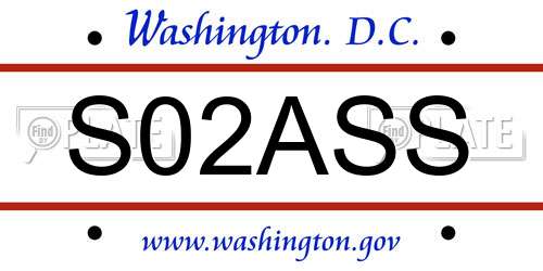 S02ASS District Of Columbia License Plate