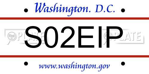 S02EIP District Of Columbia License Plate