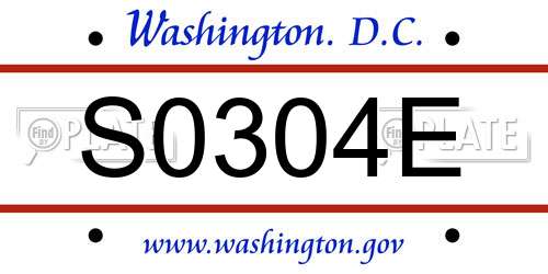 S0304E District Of Columbia License Plate