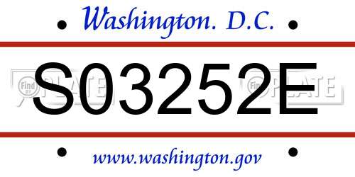 S03252E District Of Columbia License Plate