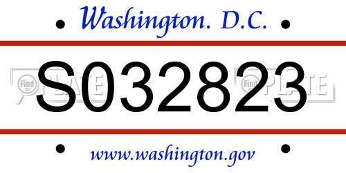 S032823 District Of Columbia License Plate