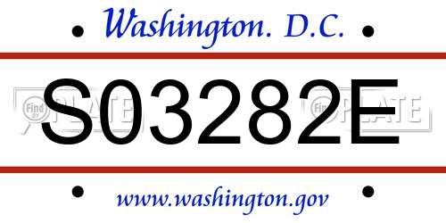 S03282E District Of Columbia License Plate