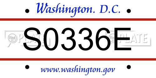 S0336E District Of Columbia License Plate