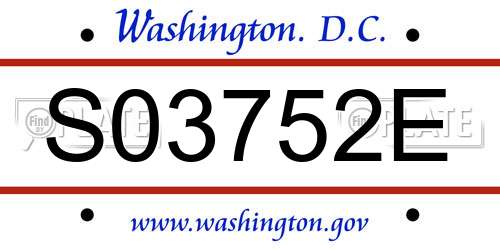 S03752E District Of Columbia License Plate