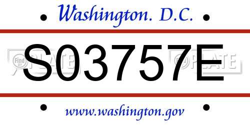 S03757E District Of Columbia License Plate