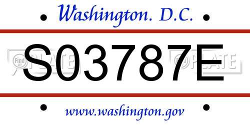 S03787E District Of Columbia License Plate