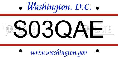 S03QAE District Of Columbia License Plate