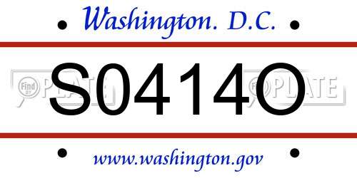 S0414O District Of Columbia License Plate