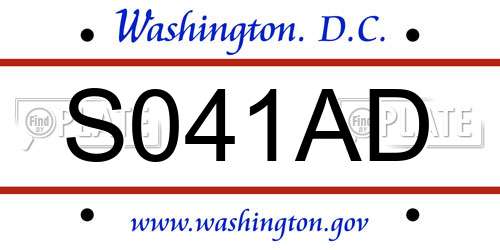 S041AD District Of Columbia License Plate
