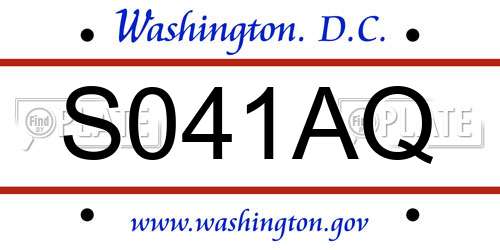 S041AQ District Of Columbia License Plate