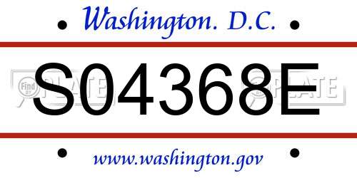 S04368E District Of Columbia License Plate