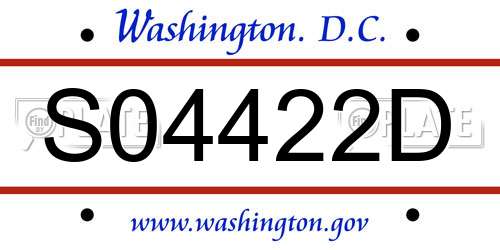 S04422D District Of Columbia License Plate