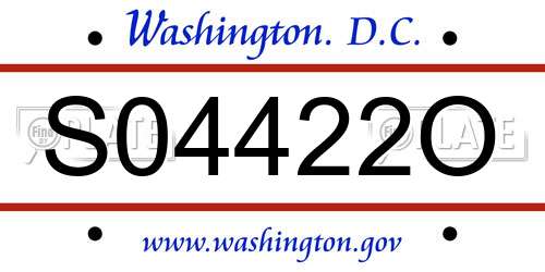 S04422O District Of Columbia License Plate