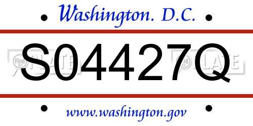 S04427Q District Of Columbia License Plate