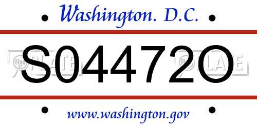 S04472O District Of Columbia License Plate