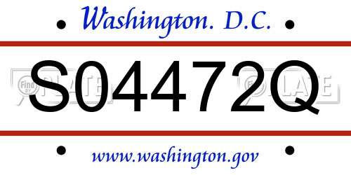 S04472Q District Of Columbia License Plate