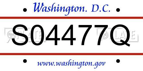 S04477Q District Of Columbia License Plate