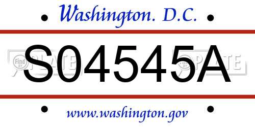 S04545A District Of Columbia License Plate