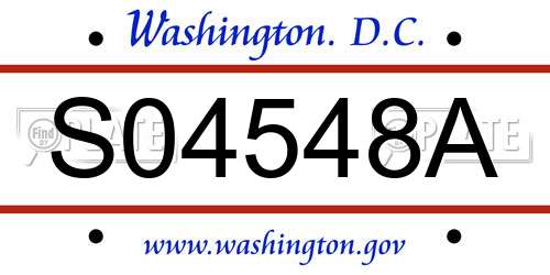 S04548A District Of Columbia License Plate