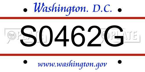 S0462G District Of Columbia License Plate