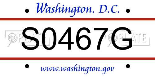 S0467G District Of Columbia License Plate