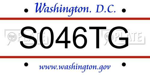 S046TG District Of Columbia License Plate