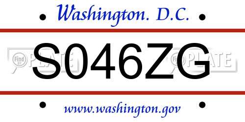 S046ZG District Of Columbia License Plate