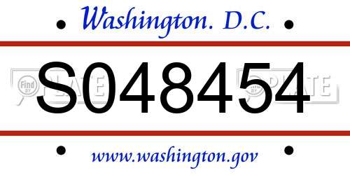 S048454 District Of Columbia License Plate