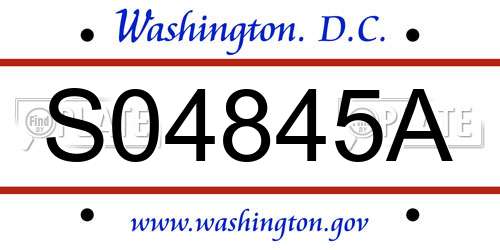 S04845A District Of Columbia License Plate