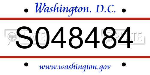 S048484 District Of Columbia License Plate