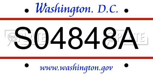 S04848A District Of Columbia License Plate