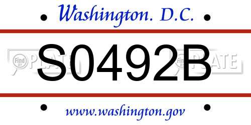 S0492B District Of Columbia License Plate
