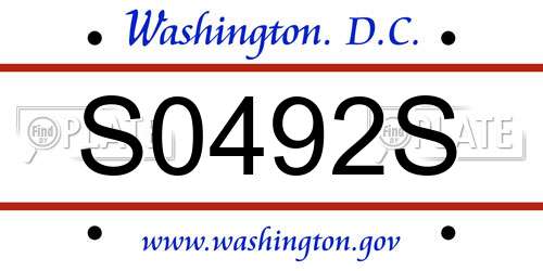 S0492S District Of Columbia License Plate