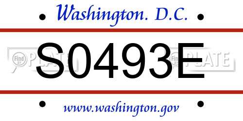 S0493E District Of Columbia License Plate