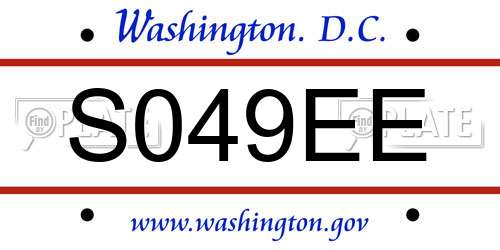 S049EE District Of Columbia License Plate