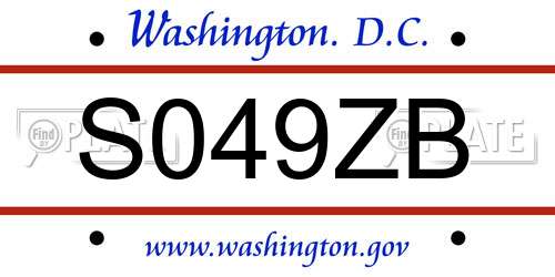 S049ZB District Of Columbia License Plate