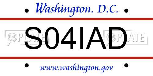 S04IAD District Of Columbia License Plate
