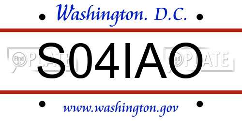 S04IAO District Of Columbia License Plate
