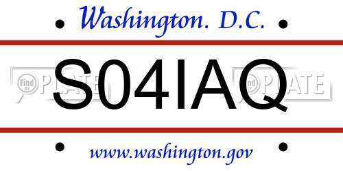 S04IAQ District Of Columbia License Plate
