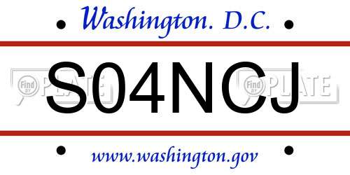 S04NCJ District Of Columbia License Plate