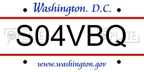S04VBQ District Of Columbia License Plate