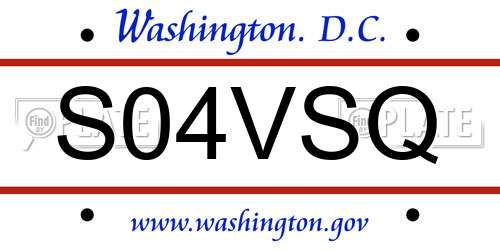 S04VSQ District Of Columbia License Plate