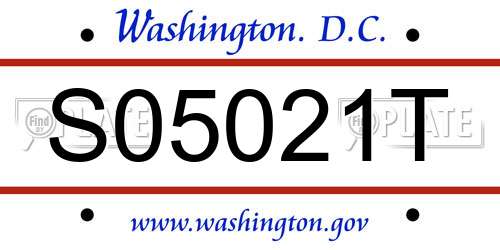 S05021T District Of Columbia License Plate