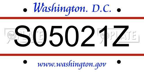 S05021Z District Of Columbia License Plate