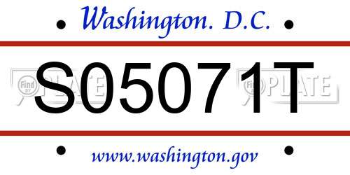 S05071T District Of Columbia License Plate
