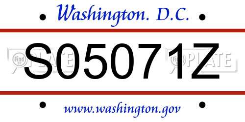 S05071Z District Of Columbia License Plate