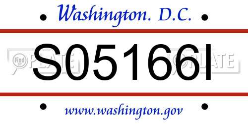 S05166I District Of Columbia License Plate