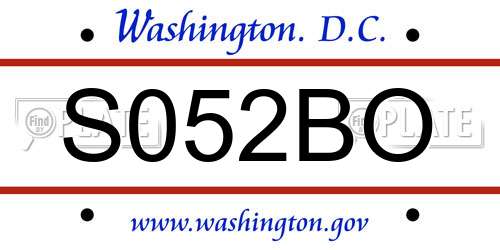 S052BO District Of Columbia License Plate