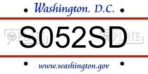 S052SD District Of Columbia License Plate